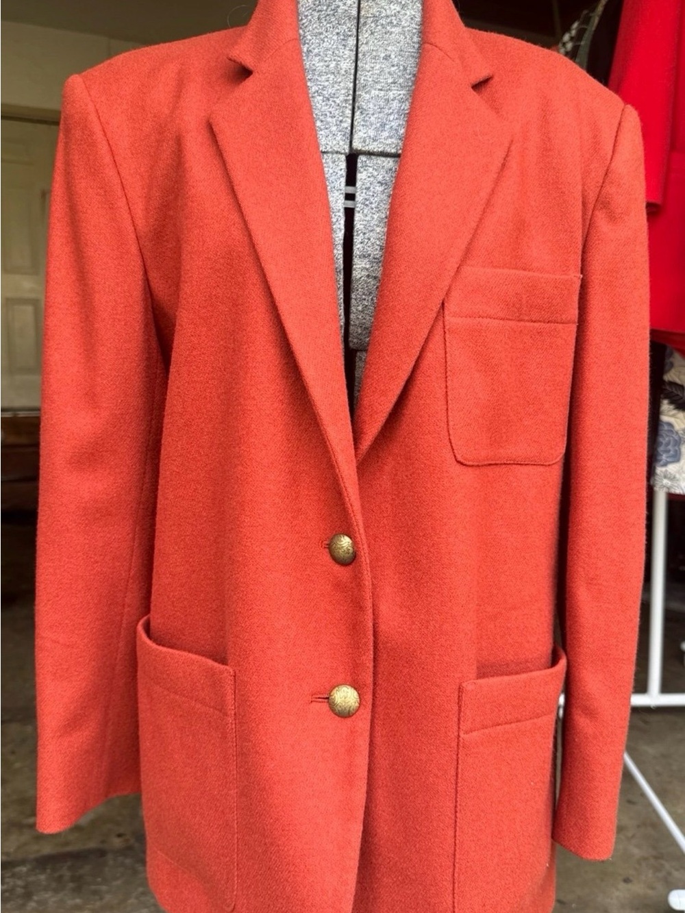 Ian Ross International Women’s Tailored Orange Wool-Blend Blazer